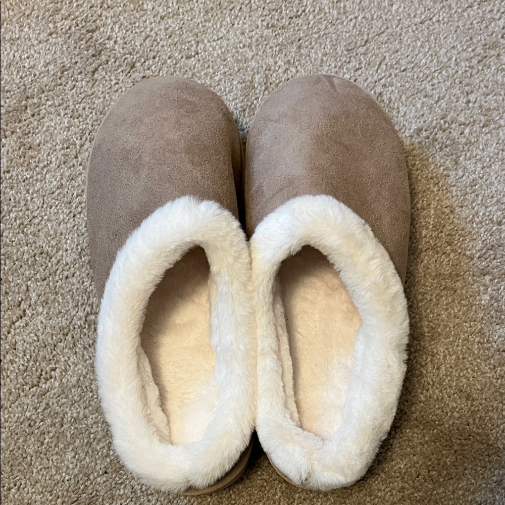 Cozy Tan Faux Fur Lined Slippers